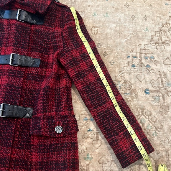 Burberry Brit Black and Red Plaid Wool Tweed Coat - Picture 8 of 16